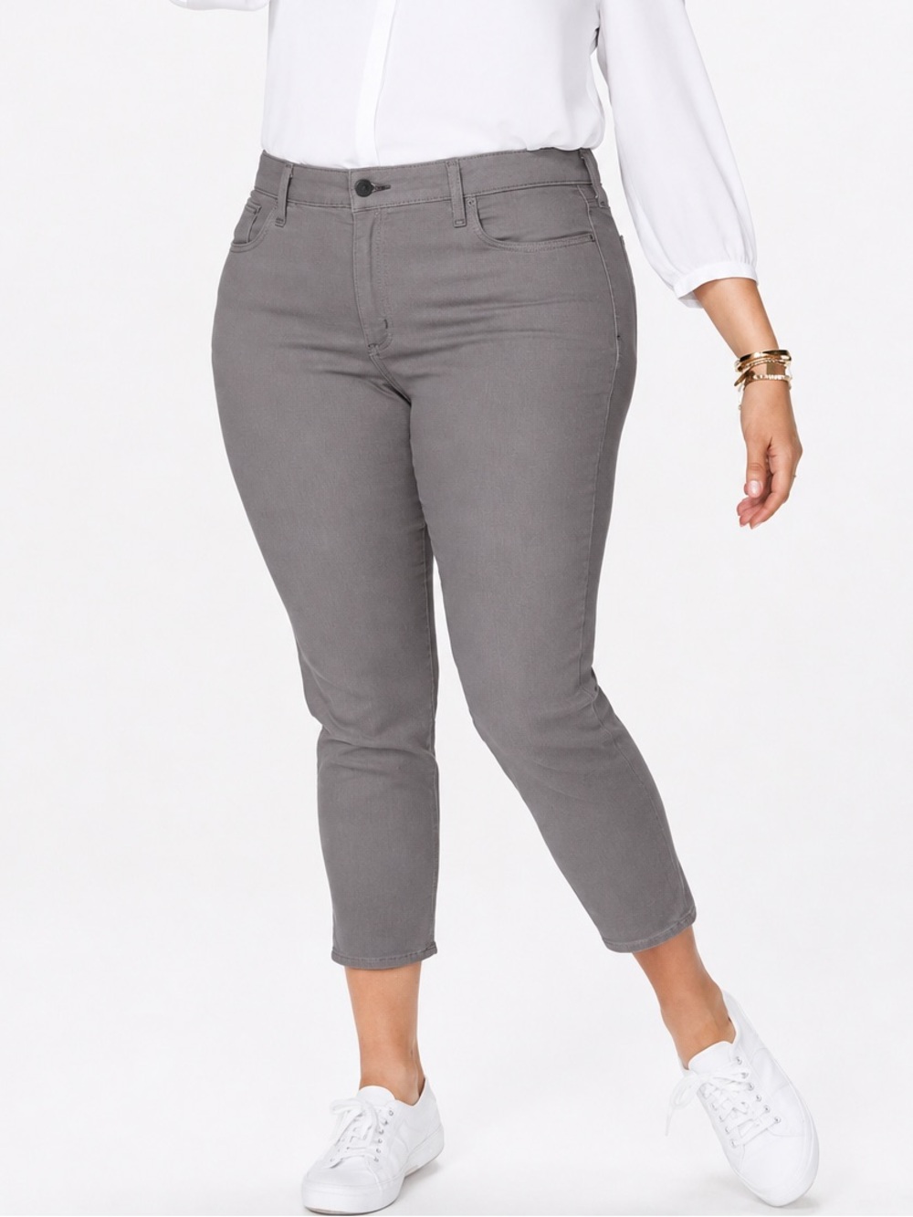 NWT NYDJ Alina Ankle With Clean Hem Gray Size 14 Minimalist Casual Effortless